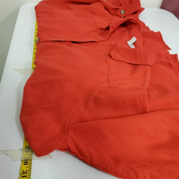 Cabin Creek Womens Linen Button Up Tunic Top Size 3X Red Belted Costal Beach - Picture 7 of 10